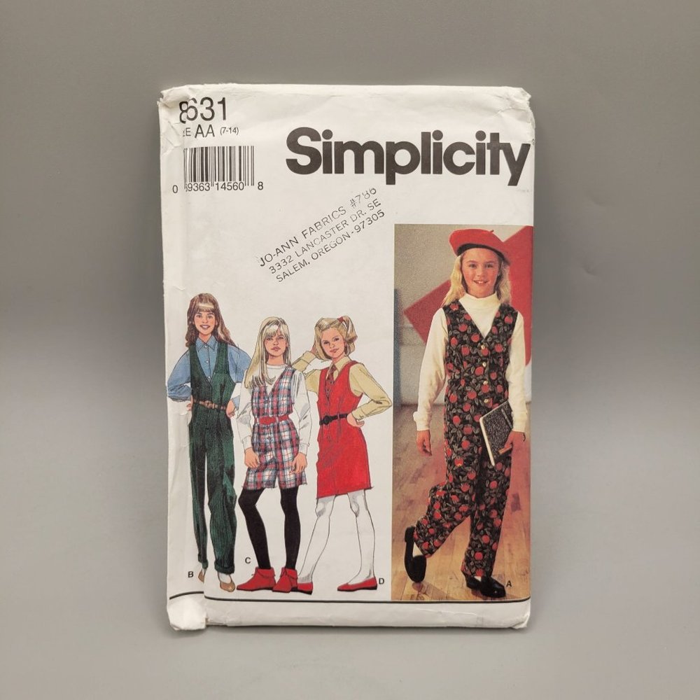 Simplicity Girls Jumpsuit and Jumper 8631 Size AA 7-14 UNCUT